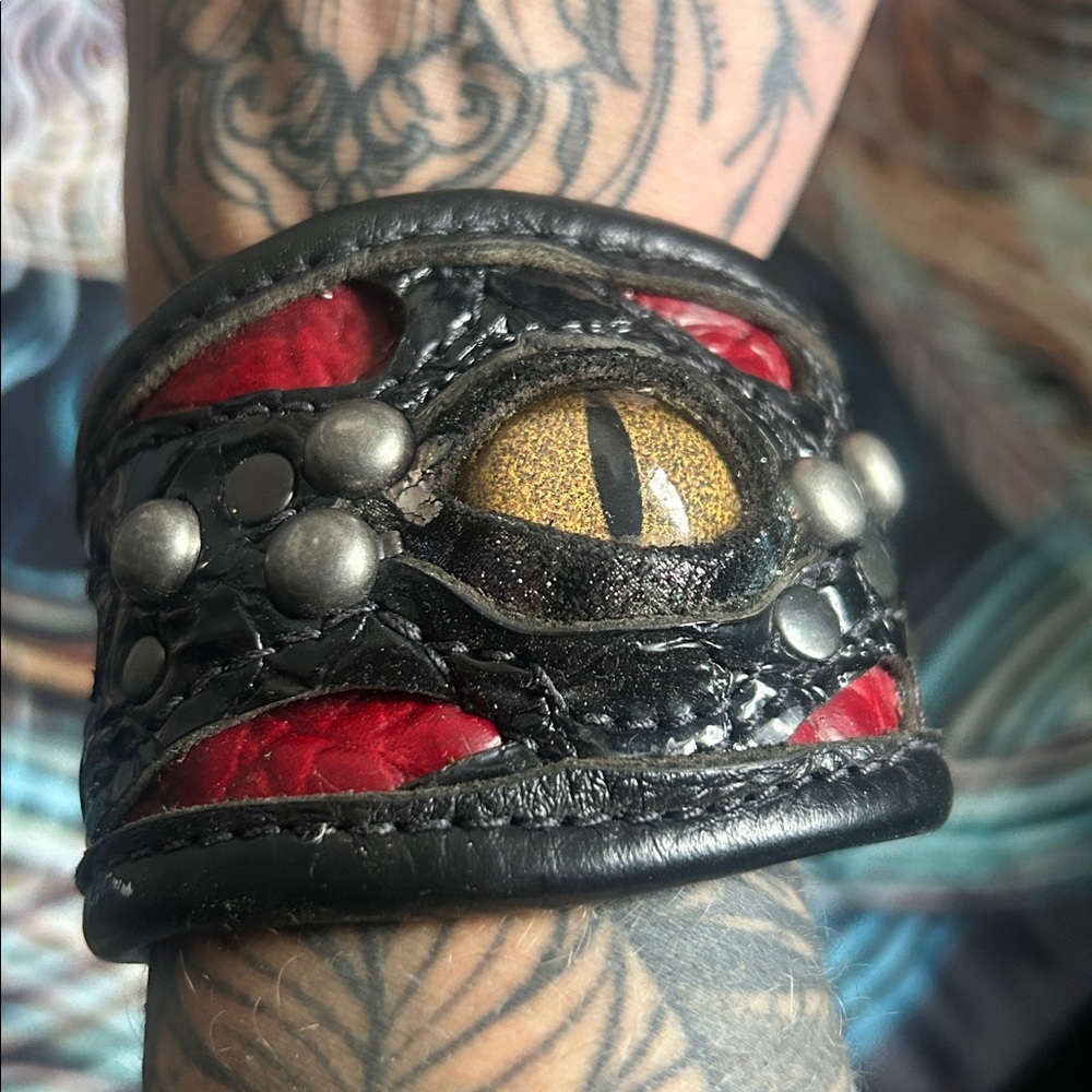 Dragon Eye Leather Cuff Bracelet